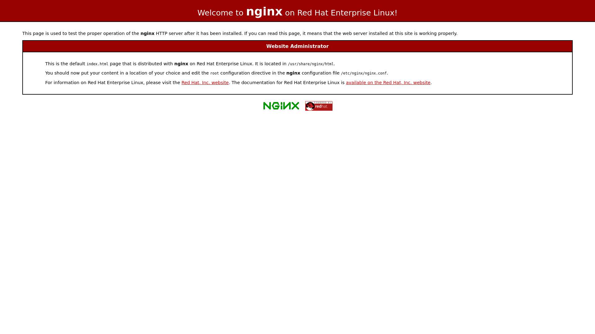 Test Page for the Nginx HTTP Server on Red Hat Enterprise Linux截图时间：2023-08-11