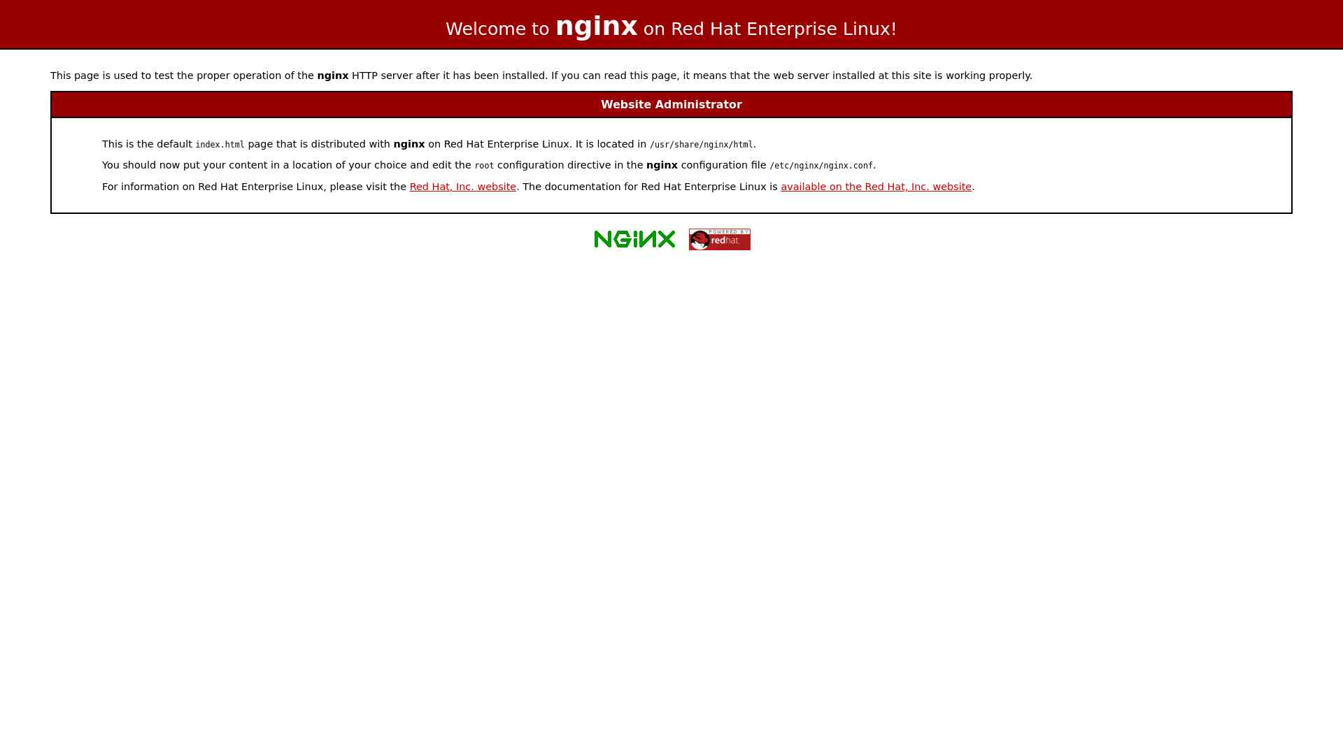 Test Page for the Nginx HTTP Server on Red Hat Enterprise Linux截图时间：2024-03-13
